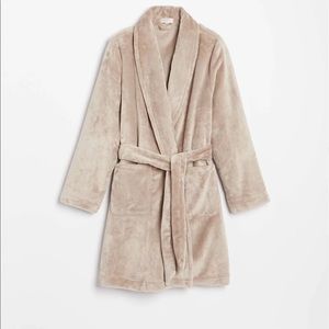 New LOFT Sleep Cozy Grey Hooded Robe Shower Spa Pajamas XS / S / M One Size fit